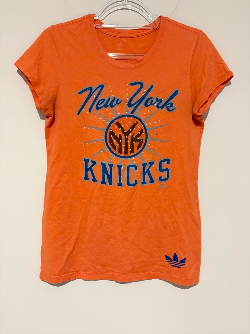 Adidas New York Knicks Bling Shirt orange blue women size large